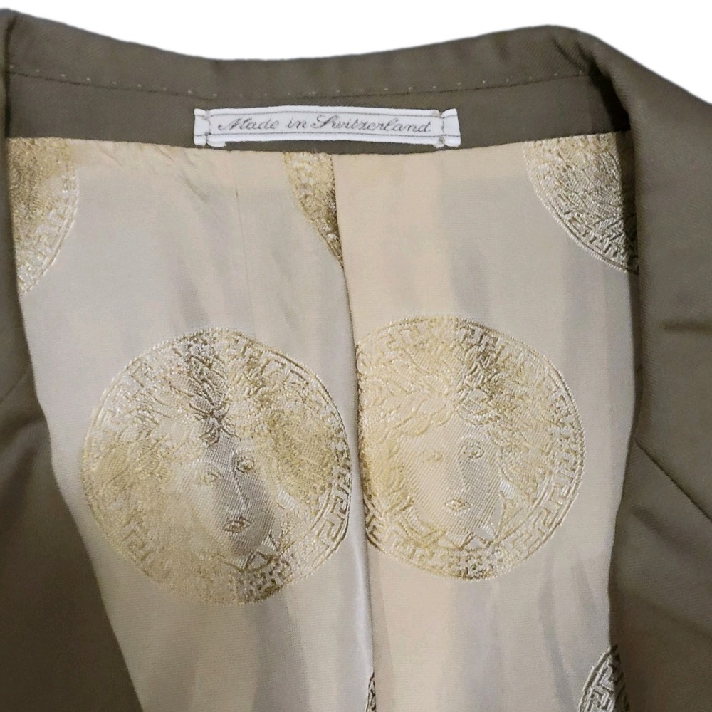 Vtg Gianni Versace Couture Wool Blazer Mens 52 Beige Medusa Lining Switzerland - Picture 9 of 10